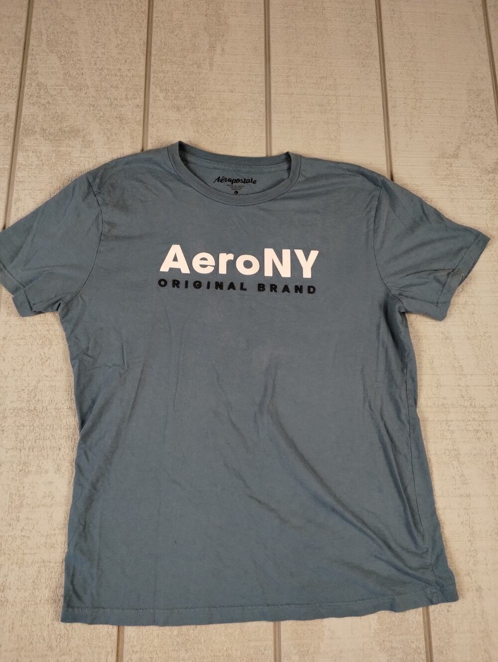 Aeropostale AeroNY Original Brand Graphic Short Sleeve T-Shirt Mens L Blue Basic